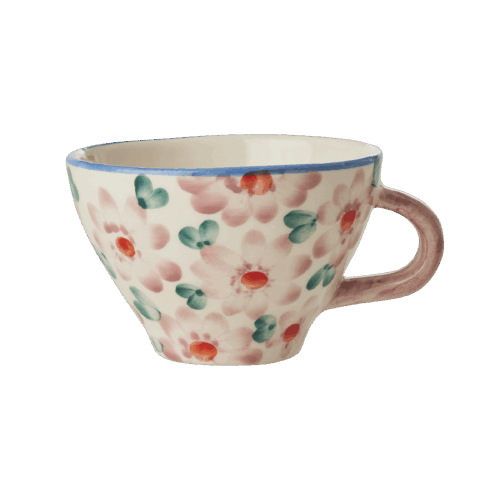 Theekop - Roze - Hand-painted Flowers
