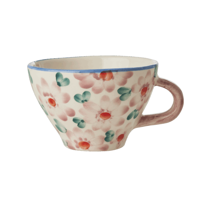 Theekop - Roze - Hand-painted Flowers