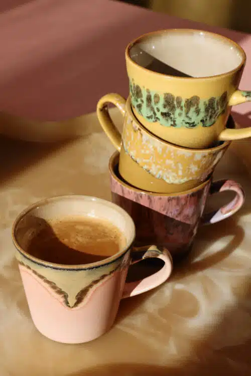 70's Ceramic Amercano mugs set/4 Radiant