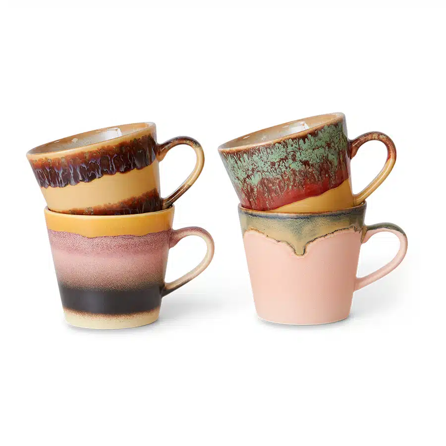 70's Ceramic Cappuccino mugs set/4 Vista