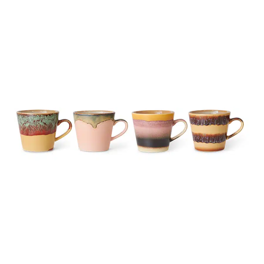 70's Ceramic Cappuccino mugs set/4 Vista