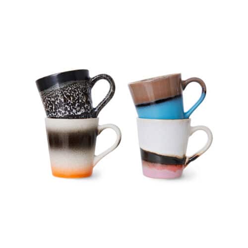 70's Ceramic Espresso mugs set/4 Funky