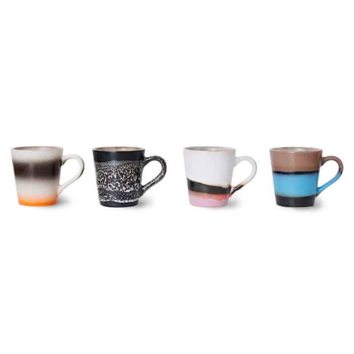 70's Ceramic Espresso mugs set/4 Funky