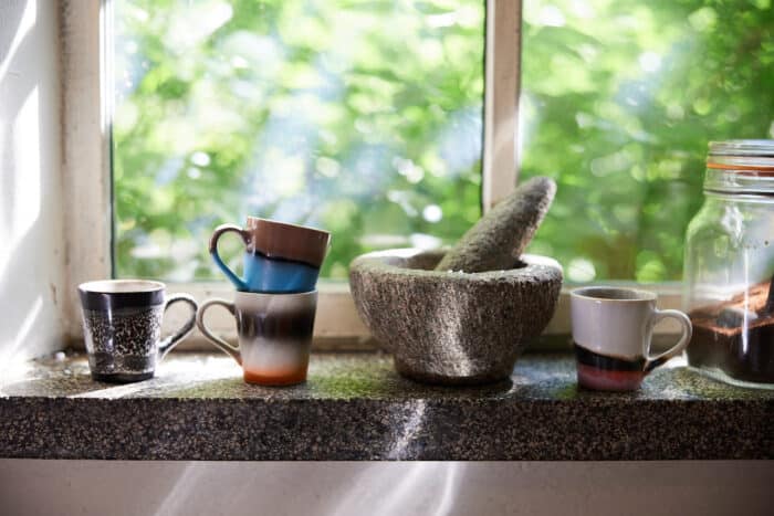70's Ceramic Espresso mugs set/4 Funky