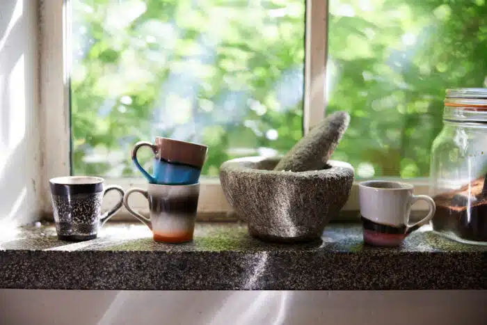 70's Ceramic Espresso mugs set/4 Funky