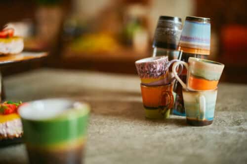 70's Ceramic Espresso mugs set/4 Retro