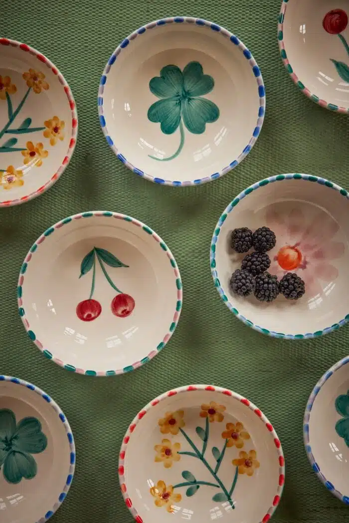 Kom - Zacht groen - Hand-painted Good Luck Clover