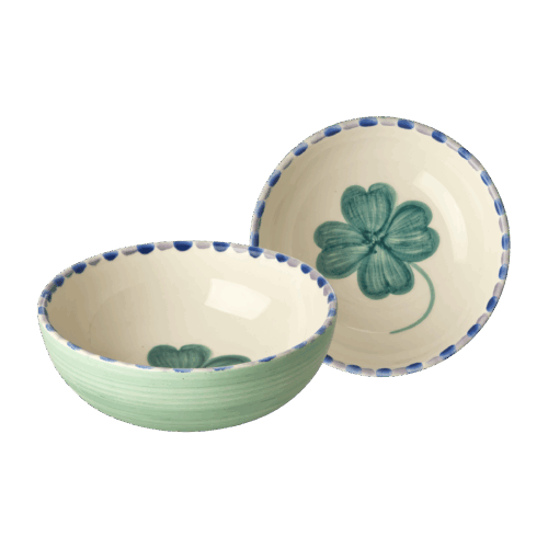 Kom - Zacht groen - Hand-painted Good Luck Clover