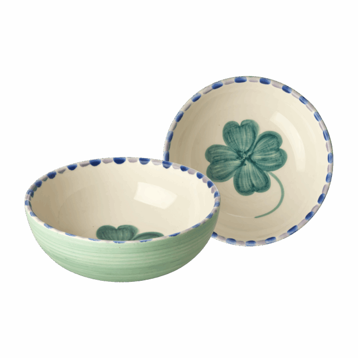 Kom - Zacht groen - Hand-painted Good Luck Clover
