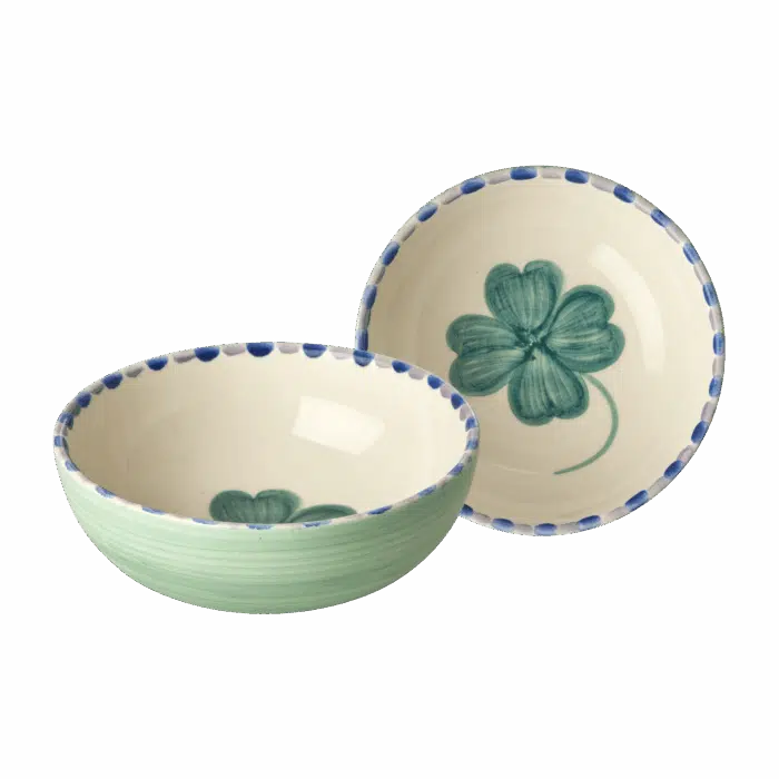 Kom - Zacht groen - Hand-painted Good Luck Clover