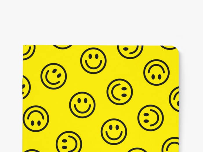 Schrift Smiley Geel blanco