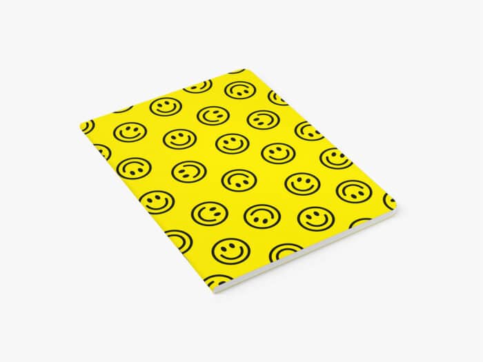 Schrift Smiley Geel blanco