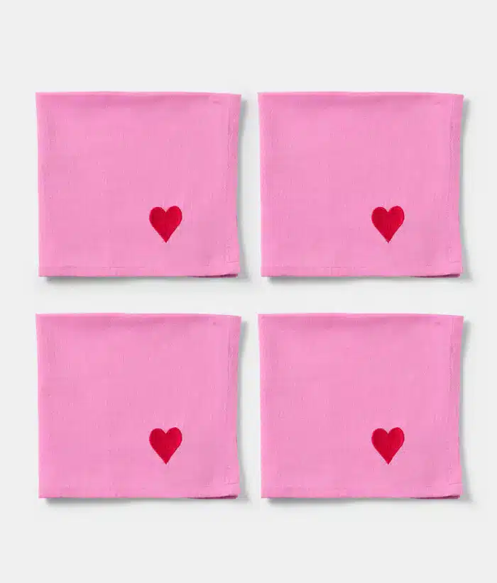 Set van 4 servetten Pnk Hearts
