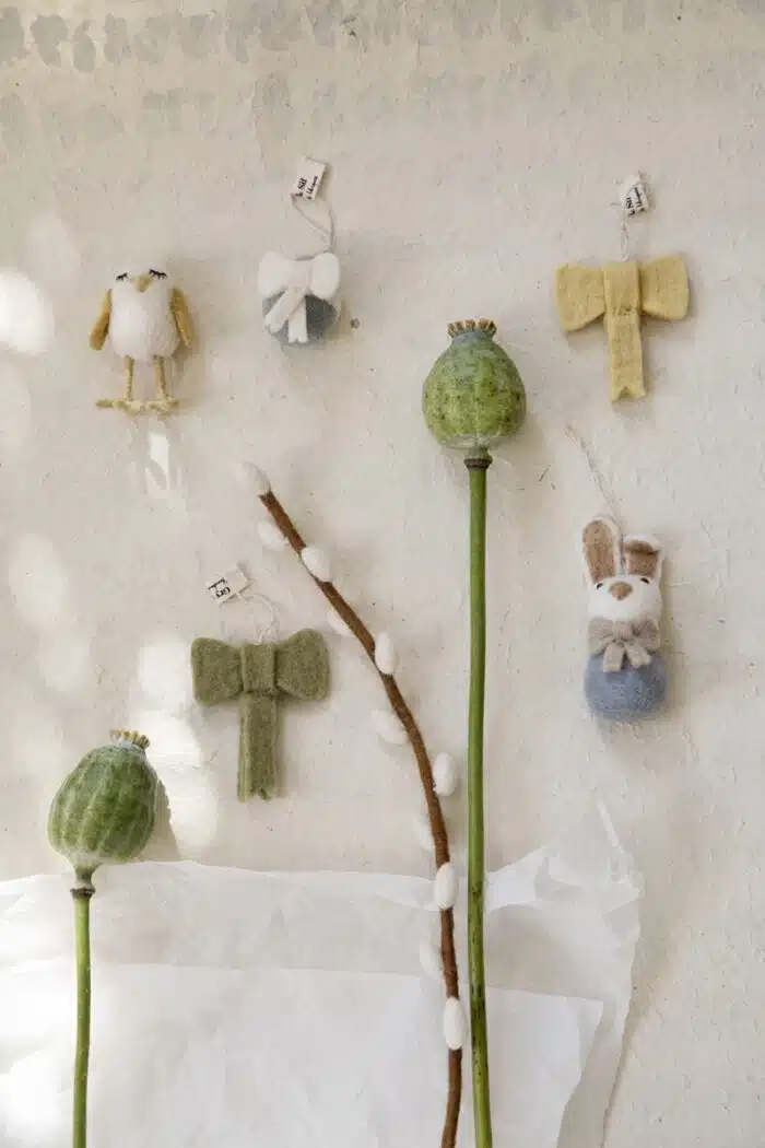 Vilten hanger mini strik Groen