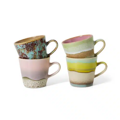 70's Ceramic Amercano Rococo mugs set/4