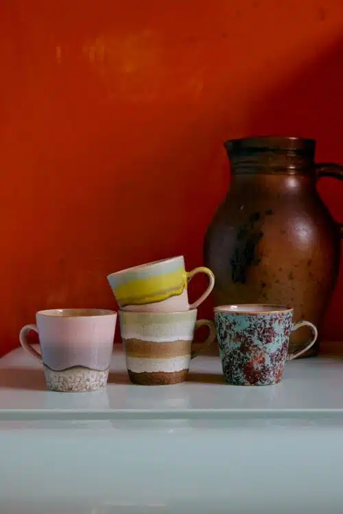 70's Ceramic Amercano Rococo mugs set/4