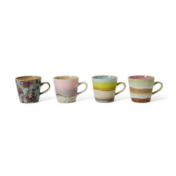 70's Ceramic Amercano Rococo mugs set/4
