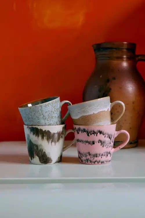 70's Ceramic Cappuccino mugs Dada set/4