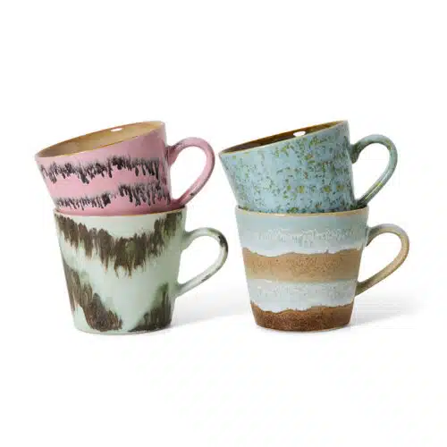 70's Ceramic Cappuccino mugs Dada set/4