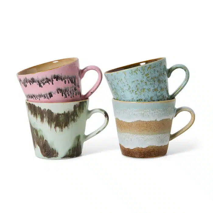 70's Ceramic Cappuccino mugs Dada set/4