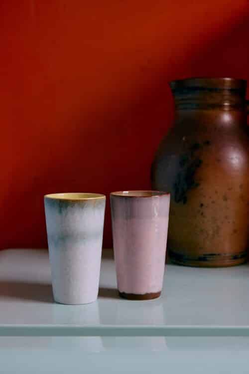 70's Ceramic Latte Mugs Fresco set/2