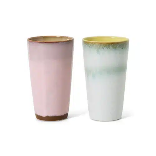 70's Ceramic Latte Mugs Fresco set/2