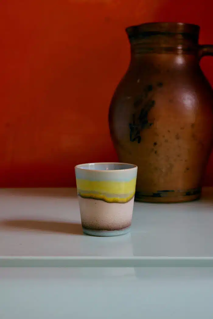 70's Ceramic Mugs Pop Art set/4