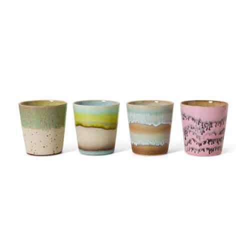 70's Ceramic Mugs Pop Art set/4