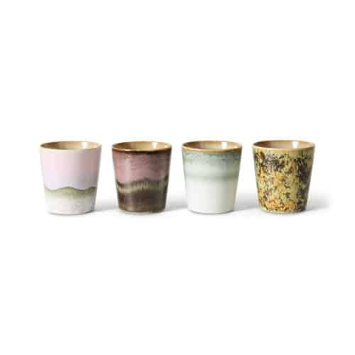 70's Ceramic Mugs set/4 Serendipity