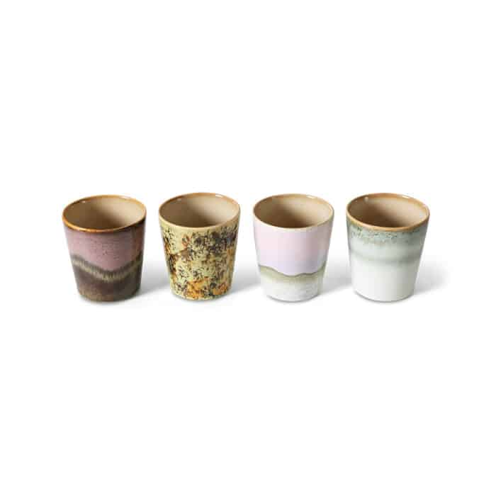 70's Ceramic Mugs set/4 Serendipity