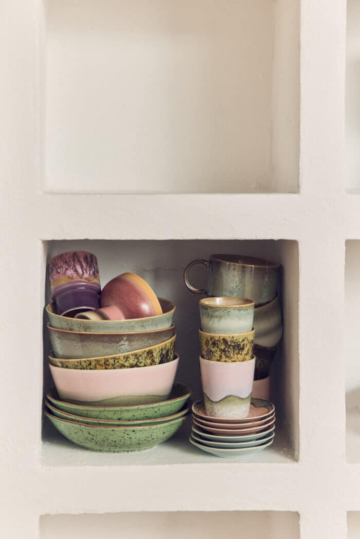 70's Ceramic Mugs set/4 Serendipity