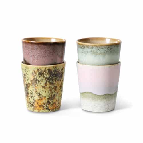 70's Ceramic Mugs set/4 Serendipity