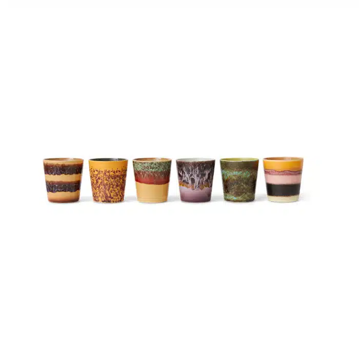 70's Ceramic Mugs set/6 Valley