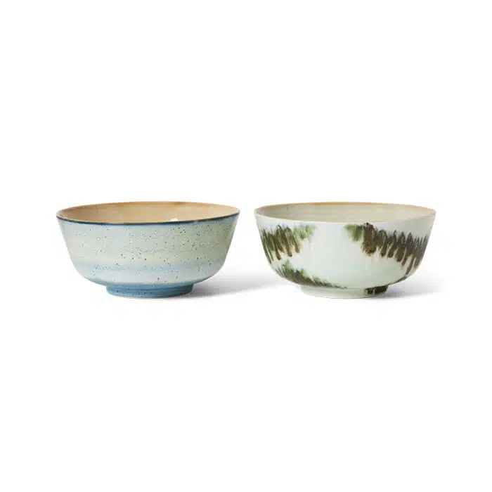 70's Ceramic Ramen Bowl Minimalist set/2