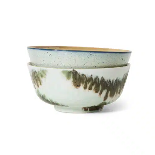 70's Ceramic Ramen Bowl Minimalist set/2