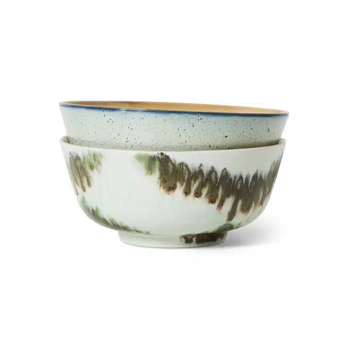 70's Ceramic Ramen Bowl Minimalist set/2