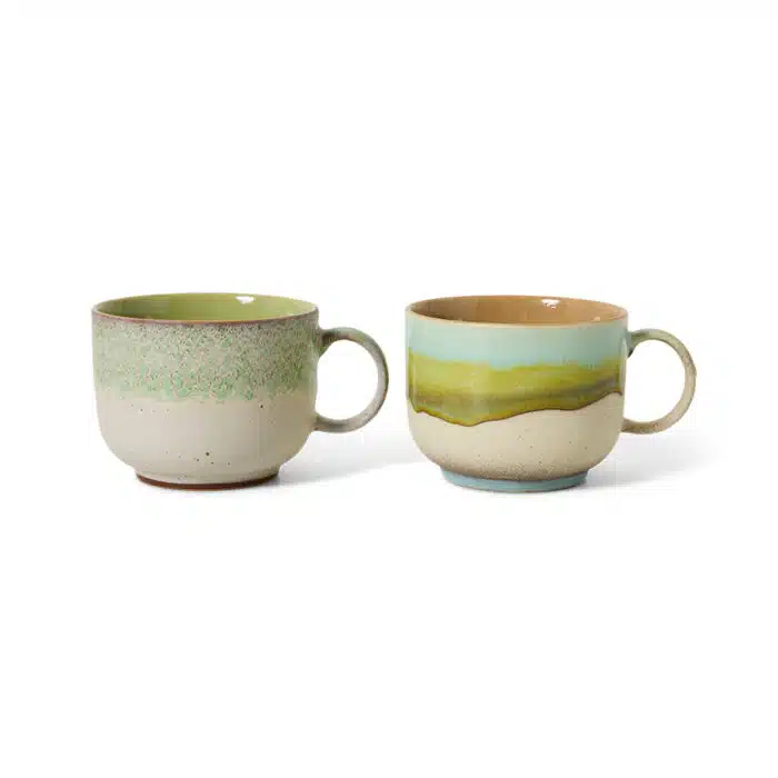 70's Ceramic Tea Cups Neo set/2