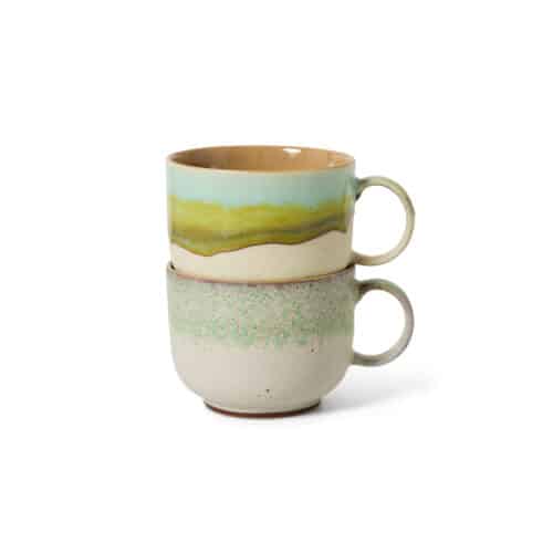 70's Ceramic Tea Cups Neo set/2