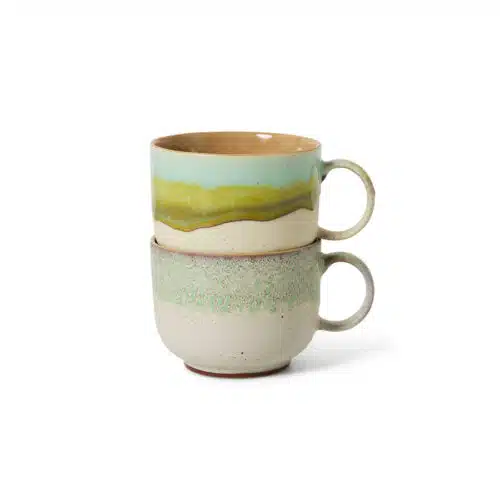 70's Ceramic Tea Cups Neo set/2