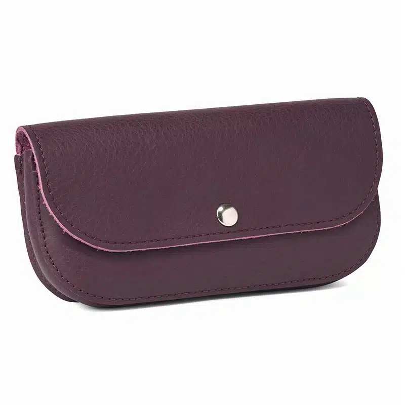 Brillenhoes Leer Sunny Greetings aubergine