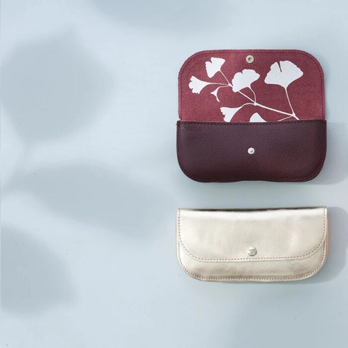 Brillenkoker Leer Sunny Greetings aubergine