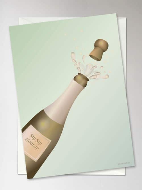 Kaart dubbel met envelop Sip Sip Hooray