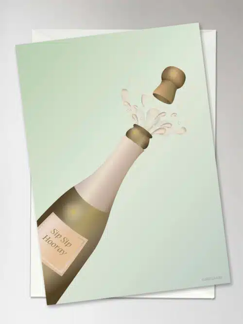 Kaart dubbel met envelop Sip Sip Hooray
