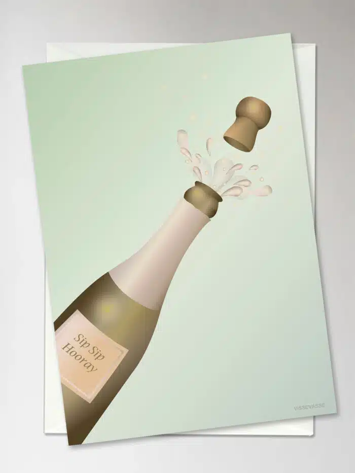 Kaart dubbel met envelop Sip Sip Hooray