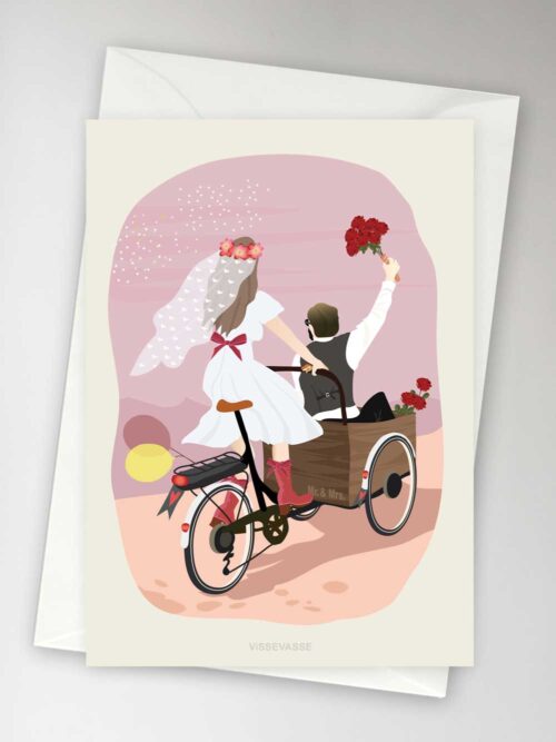 Kaart dubbel met envelop Wedding Bike