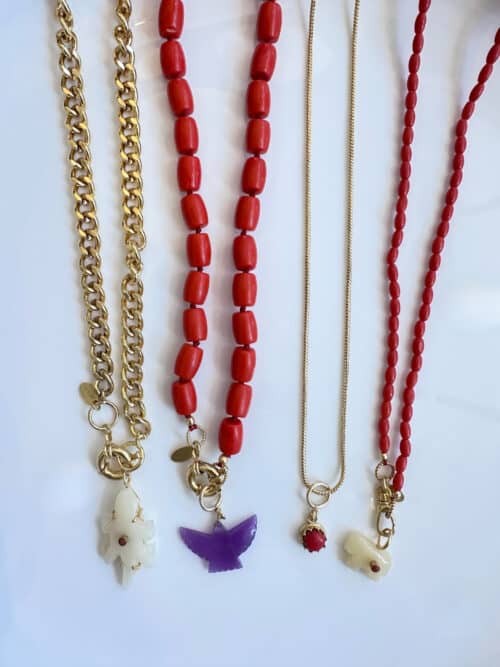 Ketting Koraal grote steen met slotje