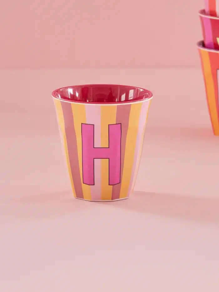 Alfabet beker H roze streep