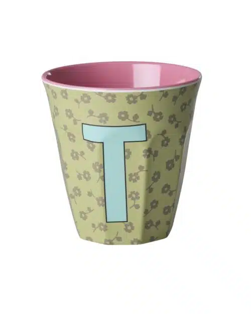 Rice Alfabet beker T Flowers