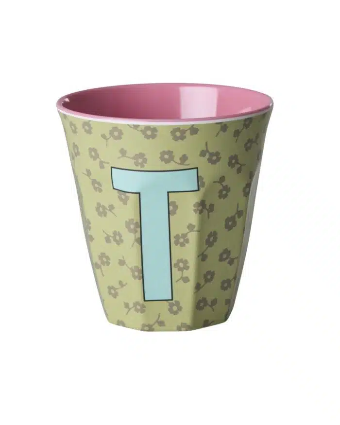 Rice Alfabet beker T Flowers