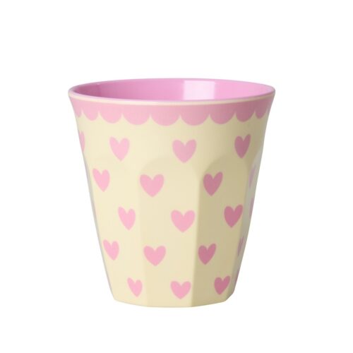 Rice Beker Medium Hearts Dark Pink